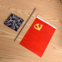 Ensemble de drapeaux de conférence avec mât télescopique et base en marbre pour table