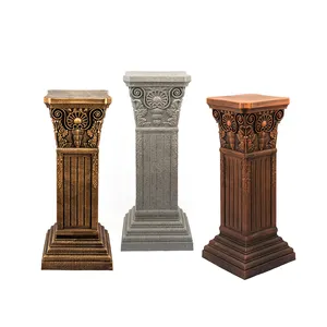 Suporte de vaso de flores para área interna, estilo rústico romano, decorativo, suporte de planta, coluna