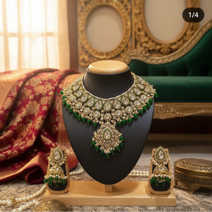 Ensemble de colliers plaqué or avec pierre et perles Kundan 10581264GR Parure de bijoux fins exquis - Product Image 3