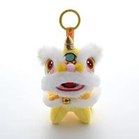 Porte-clés tête de lion de danse chinois traditionnel en peluche artisanale, décorations du Nouvel An chinois, cadeau, se tient debout