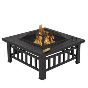 Outdoor 32 polegadas Firepit quintal quadrado fogão com tampa