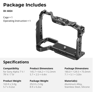 Jaula para Cámara Small Rig 6024 para <span class=keywords><strong>Sony</strong></span> A7 <span class=keywords><strong>V</strong></span> / <span class=keywords><strong>A7R</strong></span> <span class=keywords><strong>V</strong></span> / A7 IV - Product Image 6
