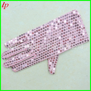 Sequined Gloves For Stage Performance Party Wear Multi Color Polyester <b>Glitter</b> Print LPCG012 - Product Image 3