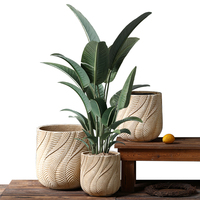 Ciment Fleur Planteur Rayure Motif GRC Pot De Fleur Extérieur Intérieur Béton Grands Pots pour Plantes