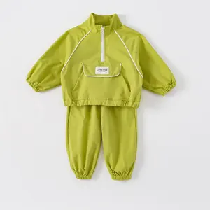 wholesale Sports outdoor wind spring autumn polyester Solid color tube binding children kids wear boys clothes sets suit
