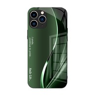 Étui de téléphone en verre trempé noir pour iPhone 15 Pro 14 13 12 Mini 11 XS Max XR 7 8 Plus SE 2020 2022 Texture Liulian Bleu saphir