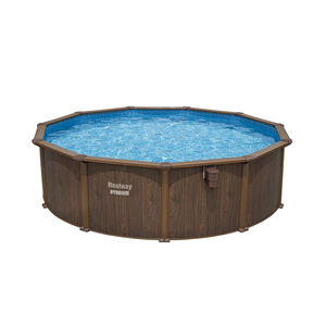 <span class=keywords><strong>Bestway</strong></span> 561CU 16ft Hydrium <span class=keywords><strong>Alberca</strong></span> Marco de pared de acero redondo al aire libre Familia Hierro Patrón de madera Juego de piscina - Product Image 1