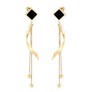Pendientes de Moda de Acero Inoxidable con Diseño Cuadrado Negro para Mujeres y Niñas - Product Image 1
