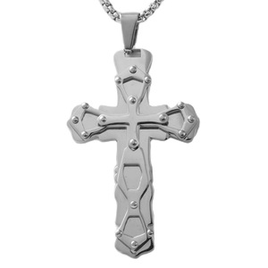 Men's Stainless Steel <b>Cross</b> Pendant Necklace Geometric Design Punk Style Gift 12082 - Product Image 5