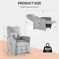 Fauteuil inclinable électrique avec chaleur et massage, un seul siège, pour personnes âgées |   Canapé inclinable avec télécommande, 3 poches latérales, montage facile, confortable