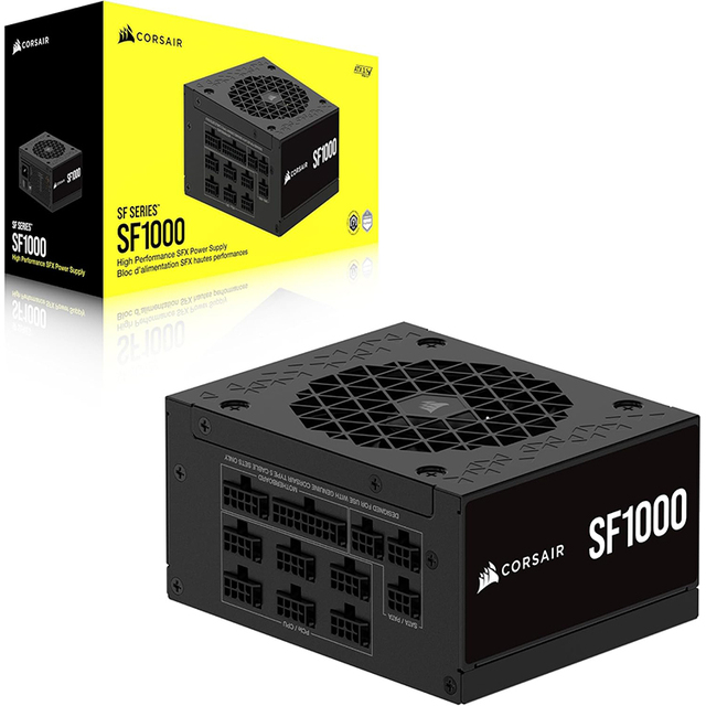CORSAIR SF1000 Fully Modular Low Noise 80 Plus Platinum ATX Power Supply 3.0 Compliant PCIe5.0 Ready SFX to ATX Bracket Included