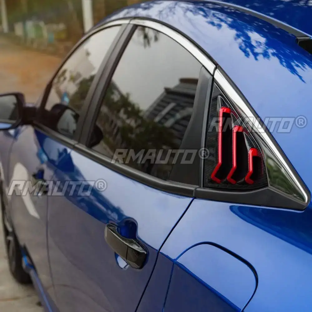 thumbnail image 2 of Honda Civic 10th Gen Window Louvers 2016-2021 - Carbon Fiber Red Style Exterior Upgrade 2 of 5