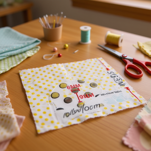 Tessuto a Pois Ilan 100x150cm Giallo con Ricami a Pois Materiale per Artigianato - Product Image 3