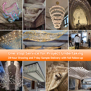 Magníficas Lámparas Colgantes para Vestíbulo de Hotel, Iluminación de Ingeniería para Escaleras Interiores, Arañas de Metal y Vidrio Personalizables - Product Image 5