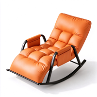 Fauteuil à bascule moderne en cuir réglable en 5 positions avec accoudoirs, design chaise longue pour salon, chambre ou hôtel