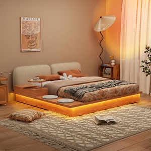 Letto matrimoniale/king/queen <span class=keywords><strong>in</strong></span> <span class=keywords><strong>legno</strong></span> massello e compensato con contenitore a cassettone alto, stile tatami, per camera da letto principale, con spazio nascosto - Product Image 4