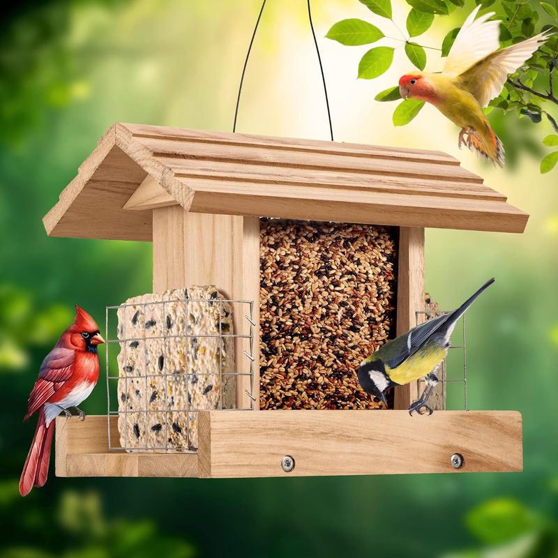 Hanging Bird Feeders for Outdoors Wooden