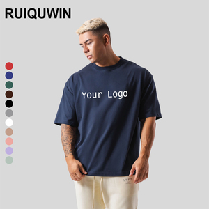 RUIQUWIN Logo personalizzato più venduto da uomo abbigliamento Fitness abbigliamento da ginnastica T-Shirt in cotone ampia taglie forti O collo camicia da uomo - Product Image 1