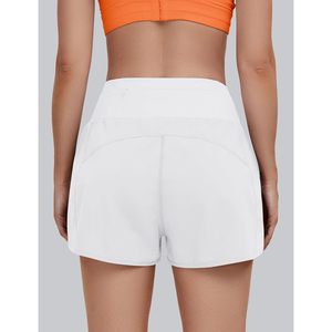 FOXA Pantalones cortos deportivos de cintura alta para mujer con bolsillo, de secado rápido, transpirables, para entrenamiento, gimnasio, correr, color blanco, talla XS - Product Image 2