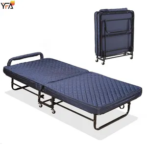 Factory Cheaper Home Hotel Room Foldable Extra Bed Nursing Rollaway Folding Bed Single Fold Guest Beds,Blue