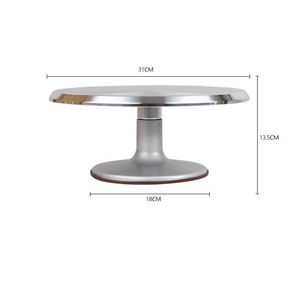 จานหมุนเค้กสีเงิน12นิ้วแบบล็อคได้พร้อมฐานโลหะกันลื่นอุปกรณ์ทำขนมปังแบบมืออาชีพสำหรับตกแต่งและ<span class=keywords><strong>เบ</strong></span><span class=keywords><strong>เก</strong></span><span class=keywords><strong>อรี</strong></span>่ - Product Image 2