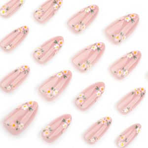 <span class=keywords><strong>Uñas</strong></span> Postizas Color <span class=keywords><strong>Rosa</strong></span> Primaverales, Forma Almendrada, con Diseños de Flores Pequeñas, <span class=keywords><strong>Uñas</strong></span> Adhesivas con Flores para Mujer - Product Image 3