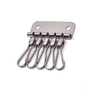 5 Tooth Square Metal <b>Key</b> <b>Ring</b> Zinc Alloy <b>Car</b> Keychain Multi Functional Home Use Gunmetal Plating - Product Image 2