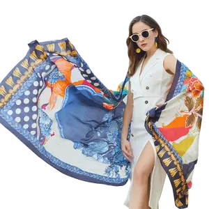 Модный Шелковый шарф новейший дизайн 100% шелковые женские пляжные шарфы и шали пляжные платки AA