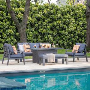 Liquidation vente en gros ensembles <span class=keywords><strong>de</strong></span> meubles <span class=keywords><strong>de</strong></span> <span class=keywords><strong>jardin</strong></span> canapé en aluminium 7 places avec banc en aluminium pour une utilisation en extérieur prix bon marché - Product Image 4