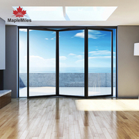 2025 vente chaude grand accordéon verrouillable interne moderne coulissant en aluminium bifold pliant Double portes patio en verre
