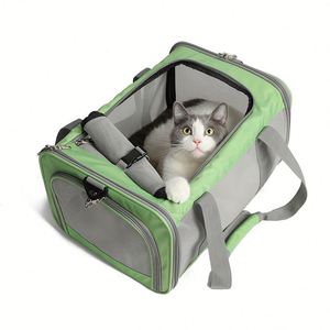 Foldable Breathable Lightweight Canvas Airline Cat <b>Carrier</b> with Zipper Closure for <b>Pet</b> Travel Handbag & Car Bag - Product Image 3
