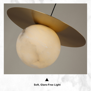 <span class=keywords><strong>Suspension</strong></span> minimaliste moderne en acier inoxydable et albâtre naturel avec abat-jour lisse pour la décoration intérieure - Product Image 4