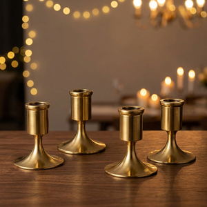 Bougeoir conique doré de luxe bougeoir en laiton et métal grand pour support de bougie de pièce maîtresse de mariage - Product Image 3