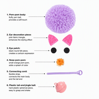 Jouet en peluche pour chat avec clochette et pompon, interactif, à mâcher, pour les dents, pour jouer en intérieur