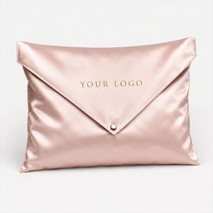 Bolsa de satén suave reciclable con logotipo personalizado y cierre de cinta para exhibición minorista de regalos de boutique de lujo - Product Image 1