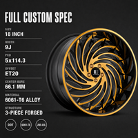 Jantes forgées 3 pièces Gold Turbine Swirl 18x9 5x114.3 ET30 6061 T6 personnalisées à déport profond pour Honda