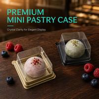 Boîte à pâtisserie en plastique PET carrée personnalisée avec logo, jetable, dorée et noire, avec couvercle transparent, pour gâteaux de lune et mochi individuels – Vente en gros