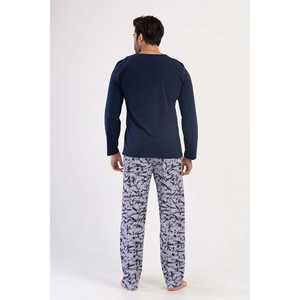 Conjunto de Pijama de Manga Larga con Cuello Redondo para Hombre, con Bolsillos, Ropa de Dormir, Conjunto de Bata de Seda y Algodón, Estilo Casual, Estampado con Logotipo Personalizado - Product Image 2