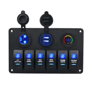 Panel de interruptor basculante de 6 bandas de 12V-24V con LED para coche, barco, marino