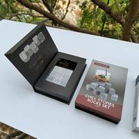Caja de regalo magnética personalizada de fábrica china para vino, caja de piedra para whisky, paquete pequeño en forma de libro para piedra para whisky