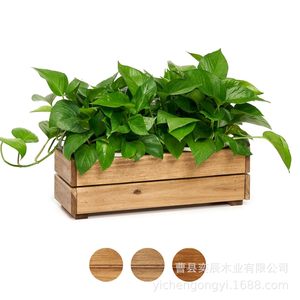 Solid <b>Wood</b> Flower Box 17x6x5.5 In For Indoor Outdoor <b>Gardening</b> <b>Planters</b> - Product Image 2