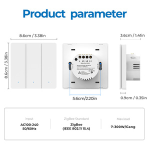 Interruptor Inteligente WiFi Ultrafino Integrado con Control por Pulsador/Aplicación/Voz para Oficina, Tienda, Comercio - Product Image 6