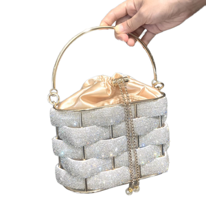 Pochette de soirée en cristal de strass faite à la main avec doublure en polyester, sac à bandoulière de luxe de créateur - Product Image 3