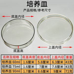 Placa de Petri de vidrio de 90 mm, placa de cultivo bacteriano de laboratorio, placa de cultivo celular, placa de Petri de vidrio borosilicato, consumibles - Product Image 5