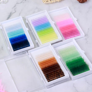 自有品牌混色睫毛延长件 羊绒色睫毛 彩虹睫毛 - Product Image 2