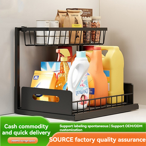 Double-Layer Kitchen Sink Drain Rack - RTA Metal Organizer Factory Wholesale Cabinet Cleaning Supplies <strong>Storage</strong> <strong>Slim</strong> Design - Product Image 5