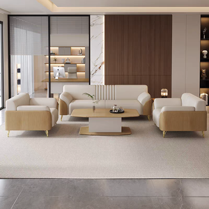 Ensemble de canapés de bureau en cuir de style moderne, grand canapé modulaire pour salle d'<span class=keywords><strong>attente</strong></span>, de visite, de direction et de réception - Product Image 5