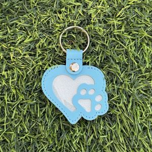 Wholesale Pu Leather Heart Shape Paw Print Photo Keychain Custom <b>Memorial</b> <b>Gift</b> Pet Lover Keyring Accessory - Product Image 5