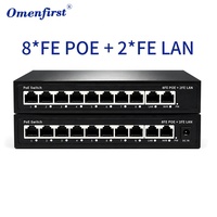 Switch PoE Fast Ethernet de 8 Puertos, 2 Puertos Uplink, 120W, Sin Administración, IEEE802.3af/at, Switch Power Over Ethernet para CCTV