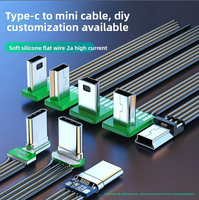 Cable de Silicona Tipo-C/Mini-USB con Conectores en Forma de T Trapezoidal de Doble Curvatura, Compatible con Carga de Datos y Energía de 2A para Cámaras de Coche